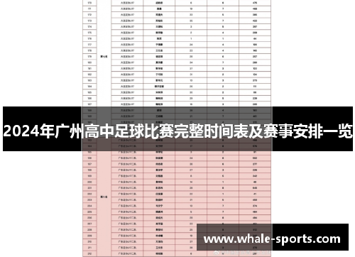 2024年广州高中足球比赛完整时间表及赛事安排一览